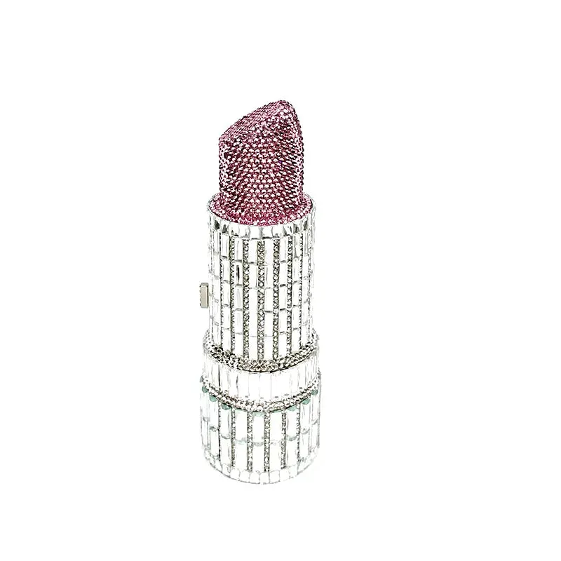 NEWEST fashion Luxury women evening party designer funny hot lipstick seductresses full crystal clutches sexy pinkie purses