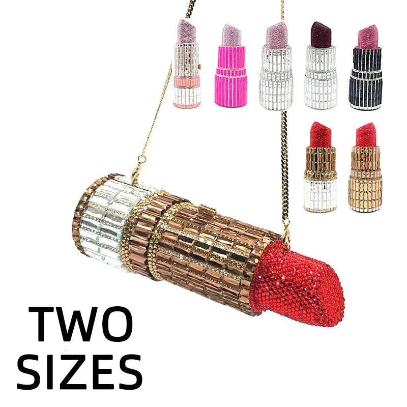 NEWEST fashion Luxury women evening party designer funny hot lipstick seductresses full crystal clutches sexy pinkie purses