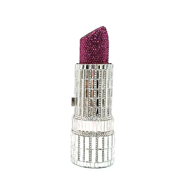 NEWEST fashion Luxury women evening party designer funny hot lipstick seductresses full crystal clutches sexy pinkie purses