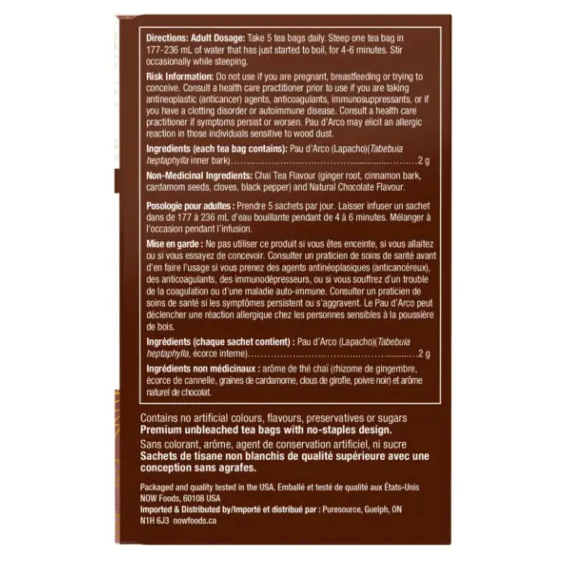 NOW Pau D'Arco Chai Wellness Tea 24ct