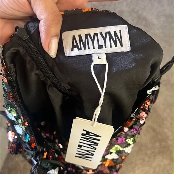 NWT AMYLYNN Sequin Mini Check Skirt