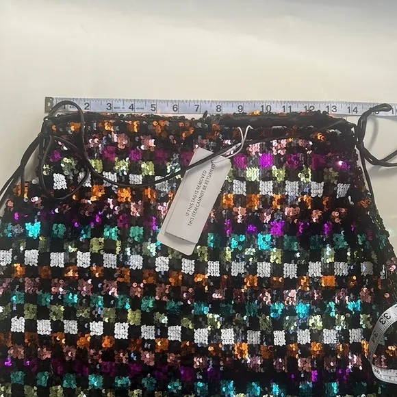 NWT AMYLYNN Sequin Mini Check Skirt