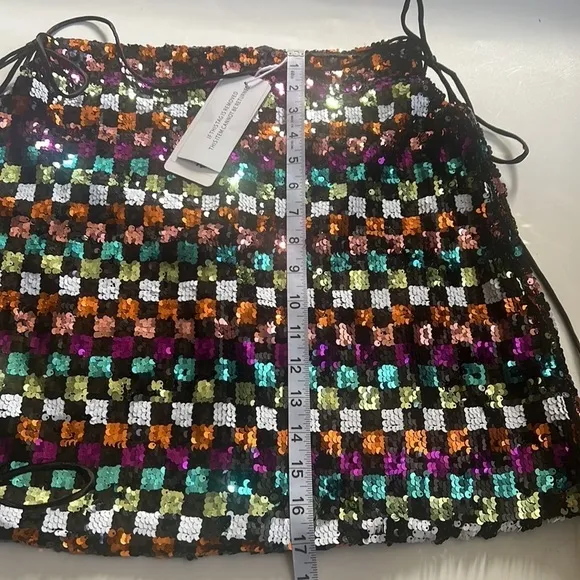 NWT AMYLYNN Sequin Mini Check Skirt