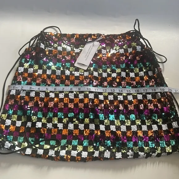 NWT AMYLYNN Sequin Mini Check Skirt