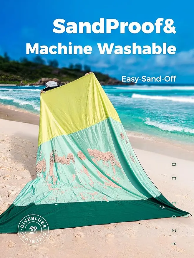OCOOPA Extra Large Beach Blanket, Sand Free, Large Oversized Camping Mat, Comfortable Parachute Nylon, Cozy& Chic, Compact& Light, 4 Stakes&1 Travel Bag, S09