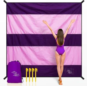 OCOOPA Extra Large Beach Blanket, Sand Free, Large Oversized Camping Mat, Comfortable Parachute Nylon, Cozy& Chic, Compact& Light, 4 Stakes&1 Travel Bag, S09