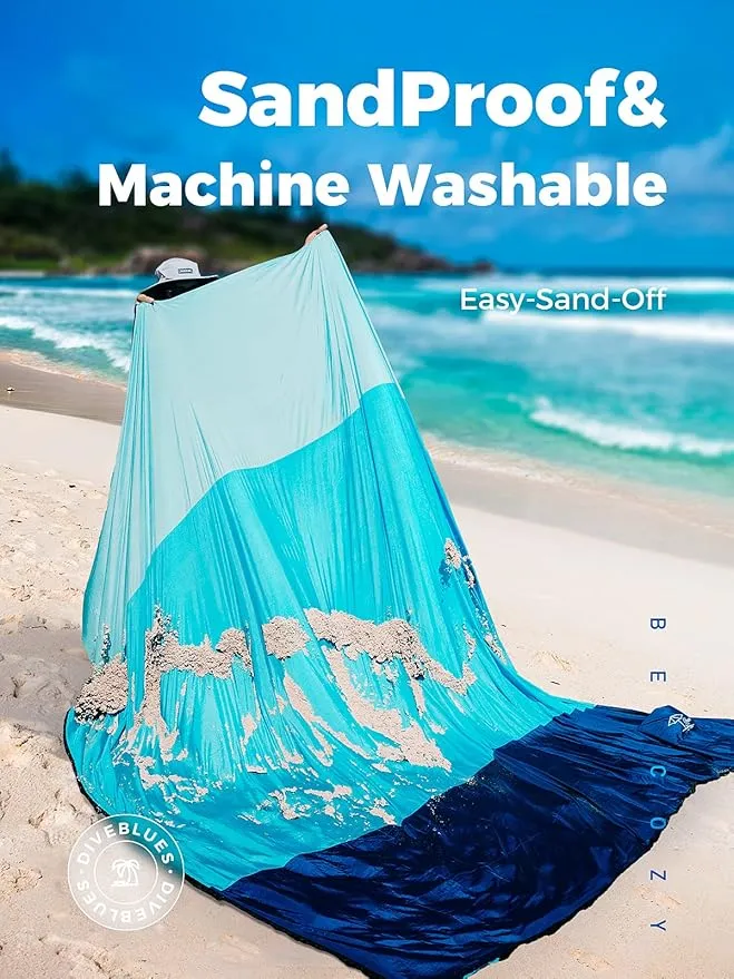 OCOOPA Extra Large Beach Blanket, Sand Free, Large Oversized Camping Mat, Comfortable Parachute Nylon, Cozy& Chic, Compact& Light, 4 Stakes&1 Travel Bag, S09