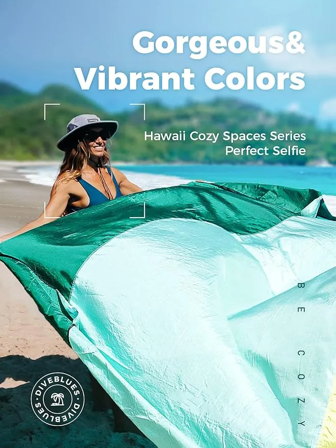 OCOOPA Extra Large Beach Blanket, Sand Free, Large Oversized Camping Mat, Comfortable Parachute Nylon, Cozy& Chic, Compact& Light, 4 Stakes&1 Travel Bag, S09