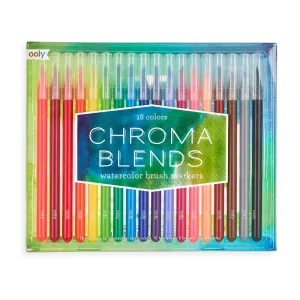 Ooly Chroma Blends Watercolor Brush Markers - Set of 18
