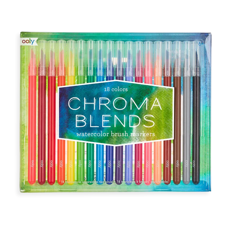 Ooly Chroma Blends Watercolor Brush Markers - Set of 18