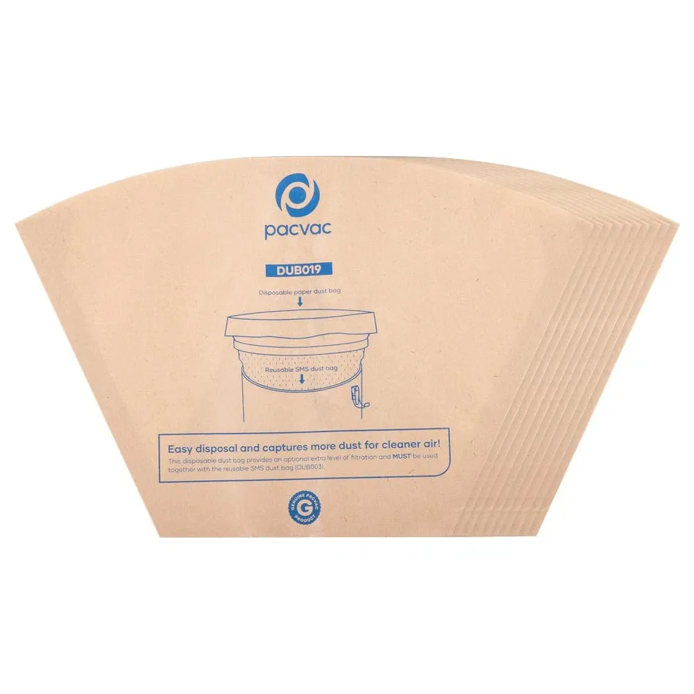 PACVAC DUB034 Disposable paper dust bags 2.5L (10pk) VELO