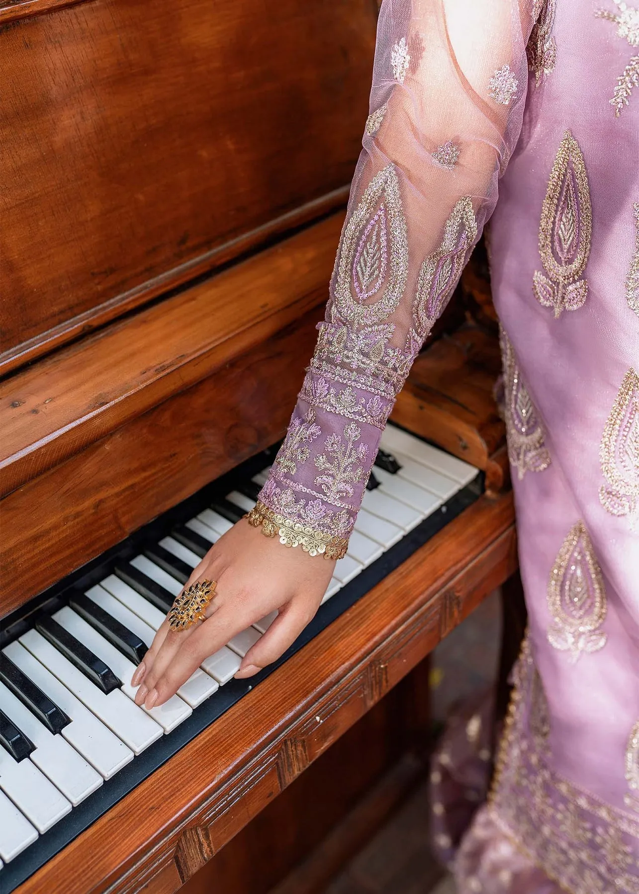 Pakistani Party Dress in Purple Gharara Kameez Style