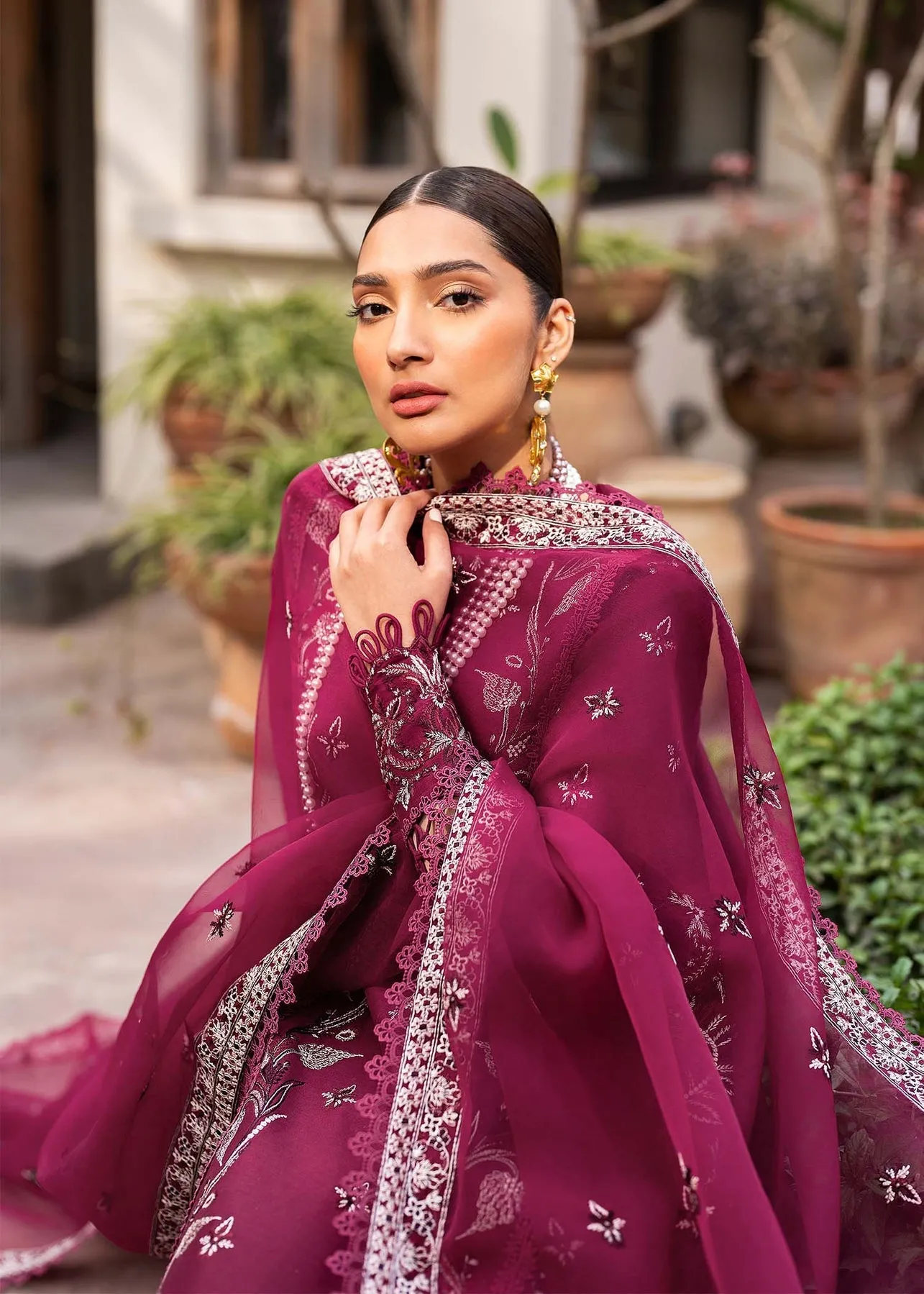 Pakistani Party Dress in Purple Salwar Kameez Style