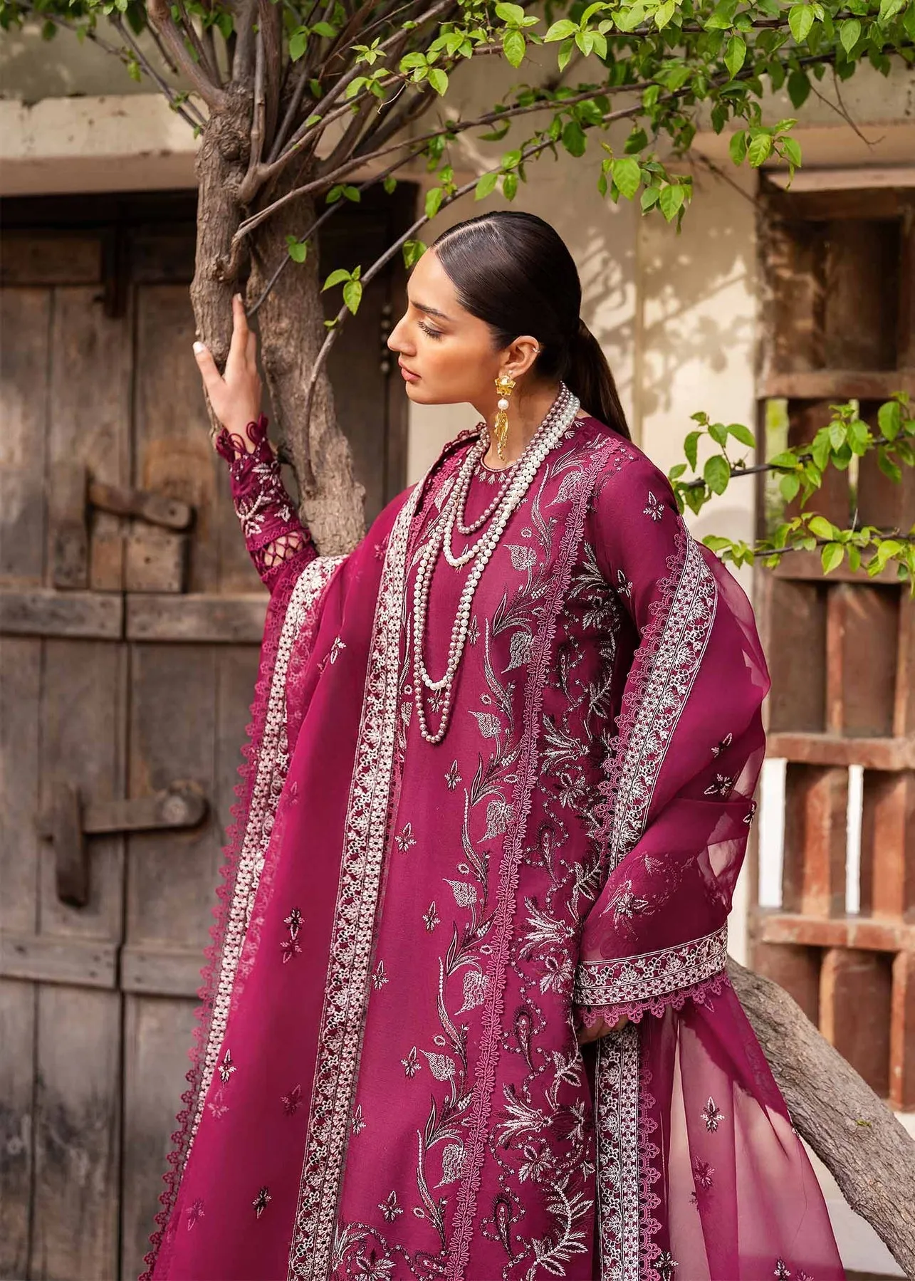 Pakistani Party Dress in Purple Salwar Kameez Style