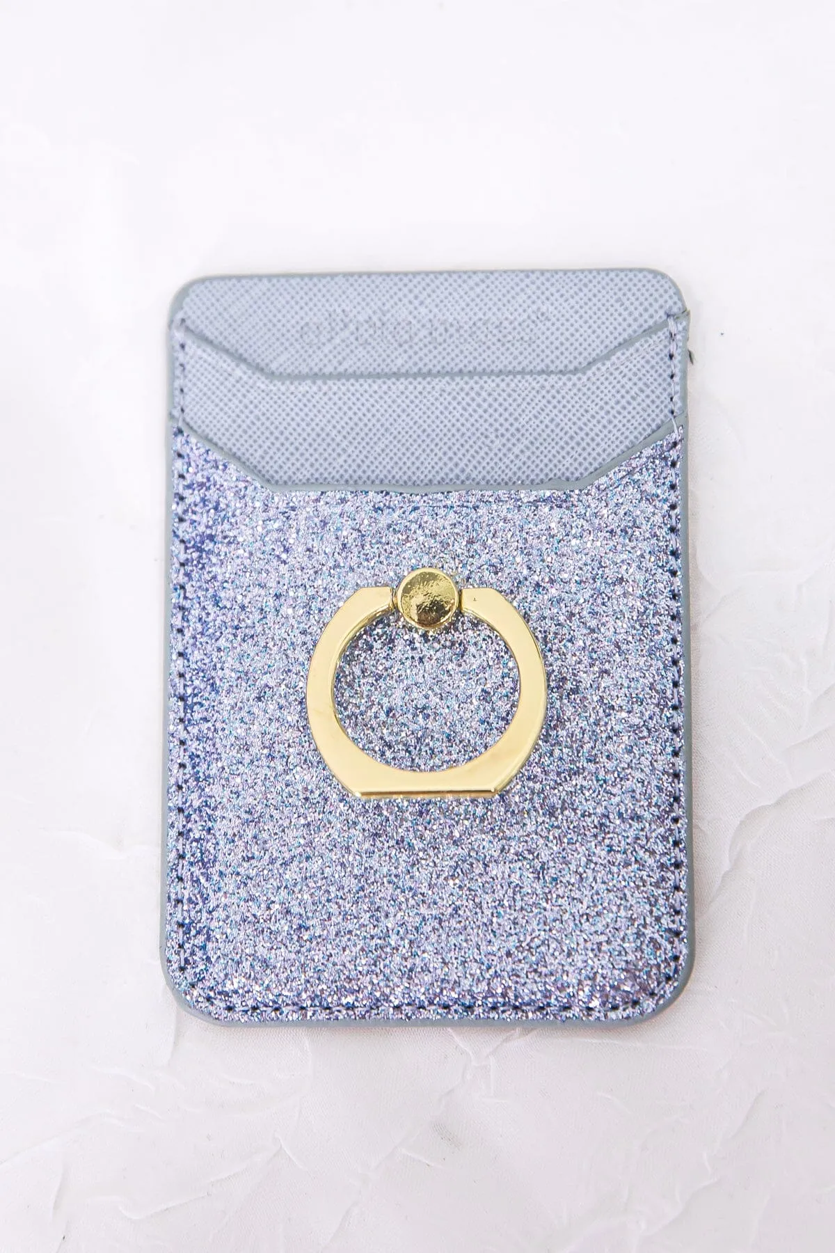 Pastel Blue Glitter Cell Phone Card Holder