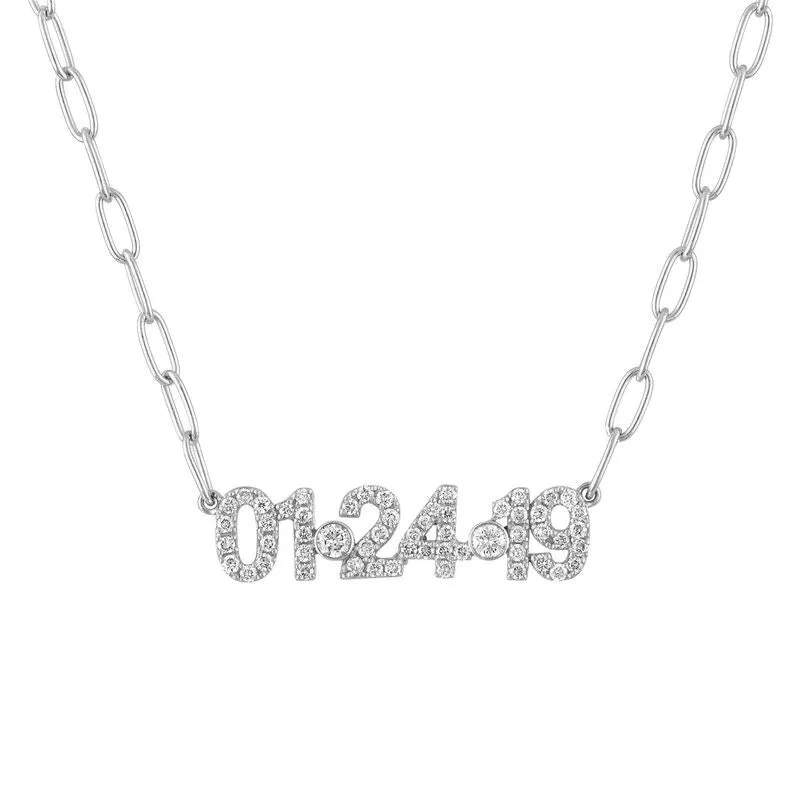 Pave Date Paperclip Necklace
