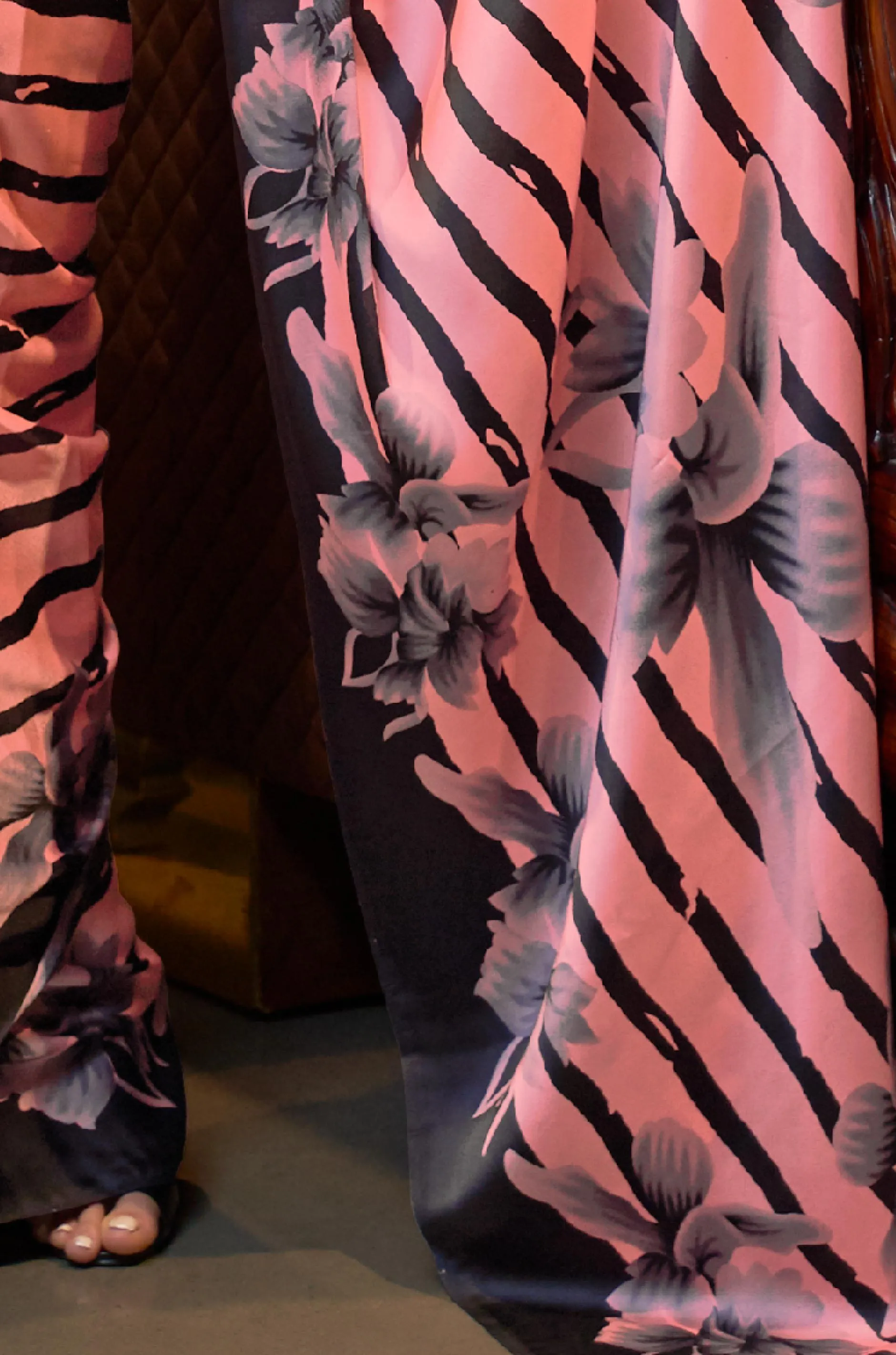 Peach Satin Crepe Saree
