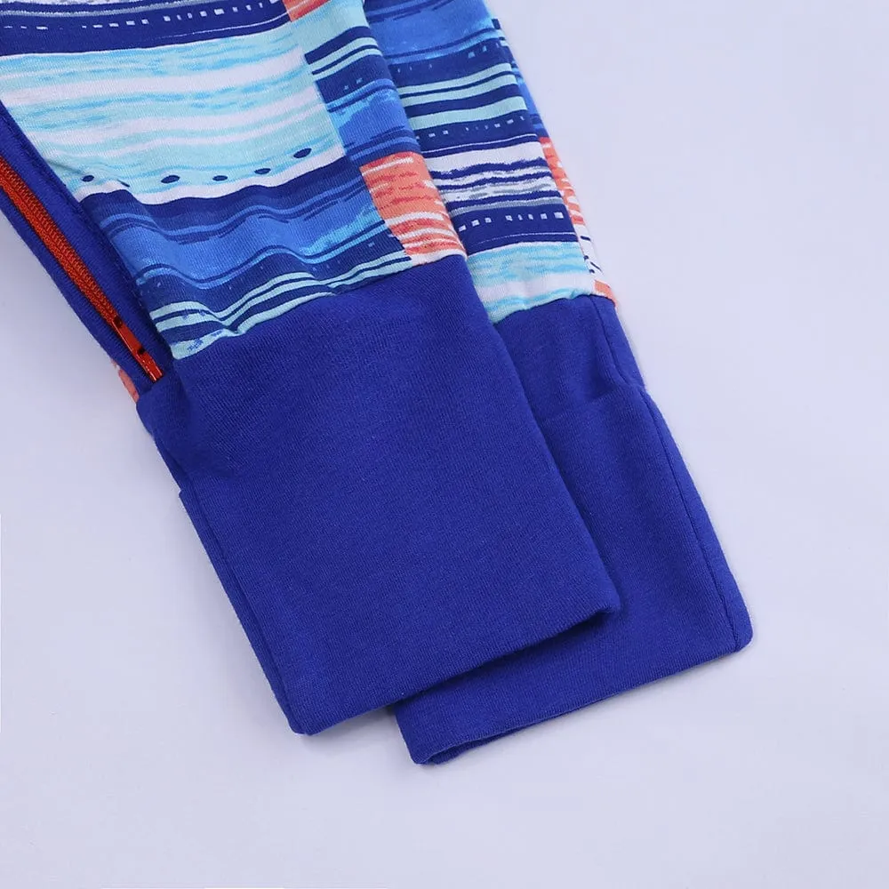 Peachy Blue Colour Block Zip Sleepsuit