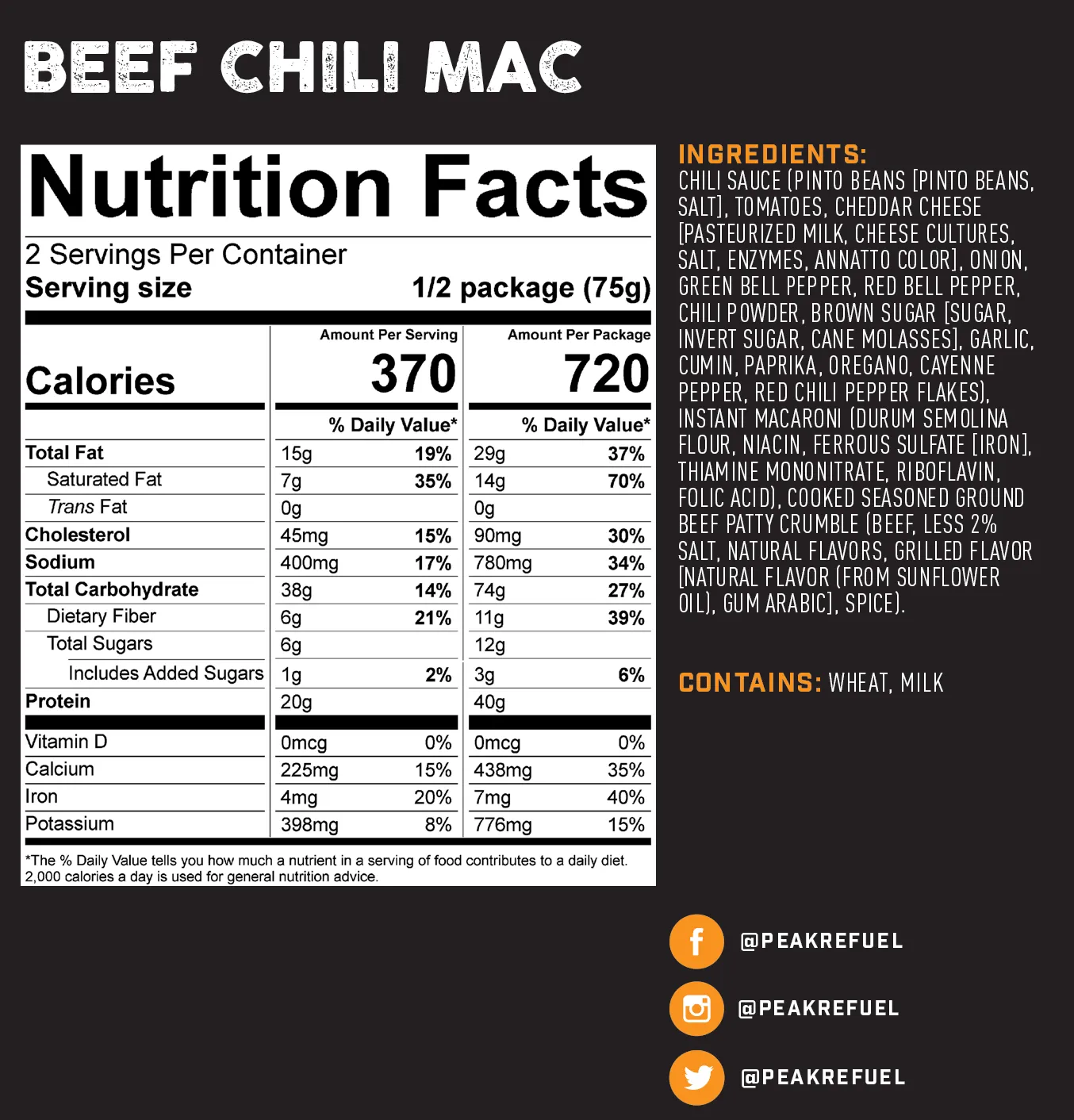 Peak Refuel Beef Chili Mac