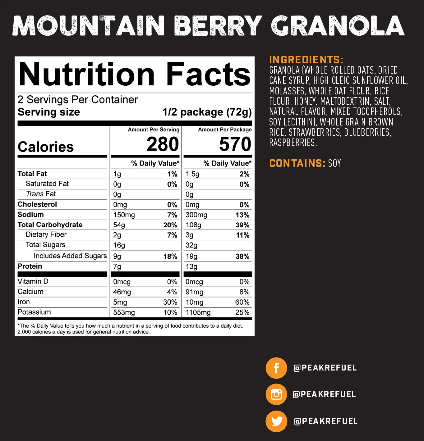 Peak Refuel Mountain Berry Granola (Vegan)