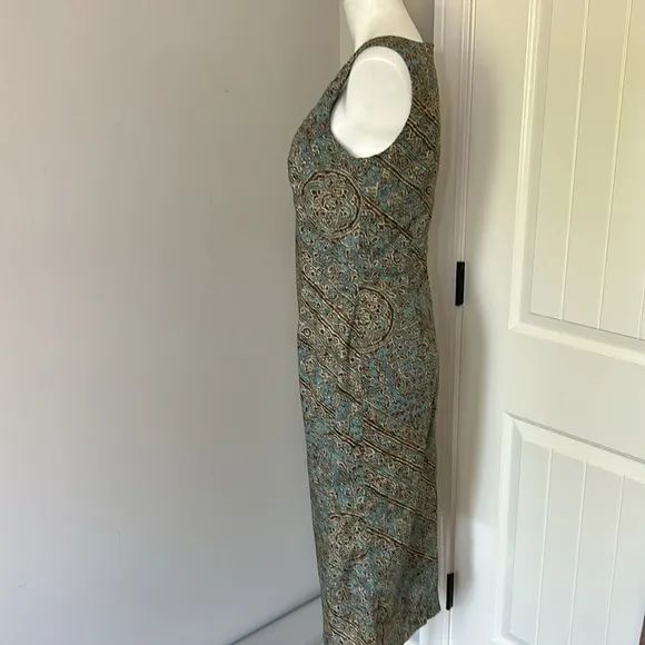 PERUVIAN CONNECTION Sheath Dress Paisley Print Pima Cotton Sleeveless Size 8