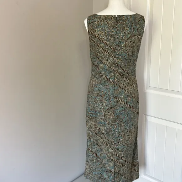 PERUVIAN CONNECTION Sheath Dress Paisley Print Pima Cotton Sleeveless Size 8