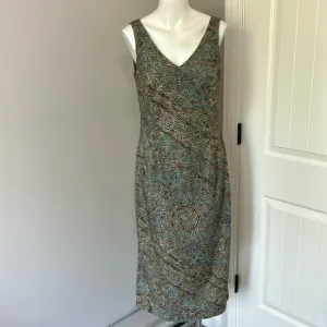 PERUVIAN CONNECTION Sheath Dress Paisley Print Pima Cotton Sleeveless Size 8