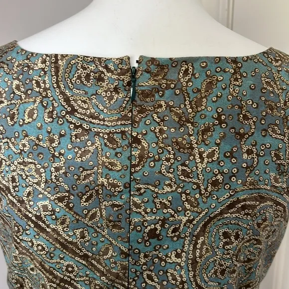 PERUVIAN CONNECTION Sheath Dress Paisley Print Pima Cotton Sleeveless Size 8