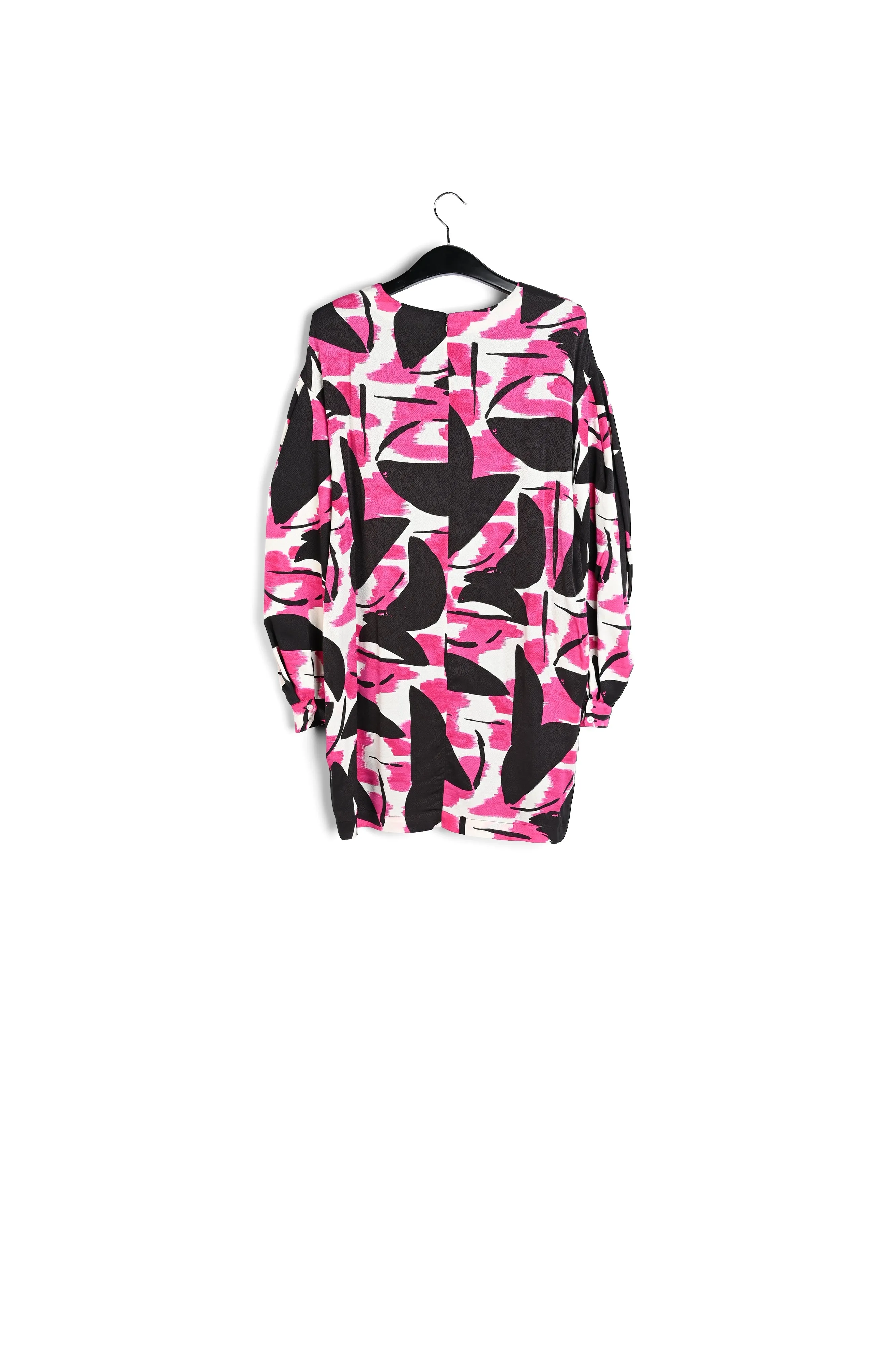 Pink, black and off-white printed mini dress