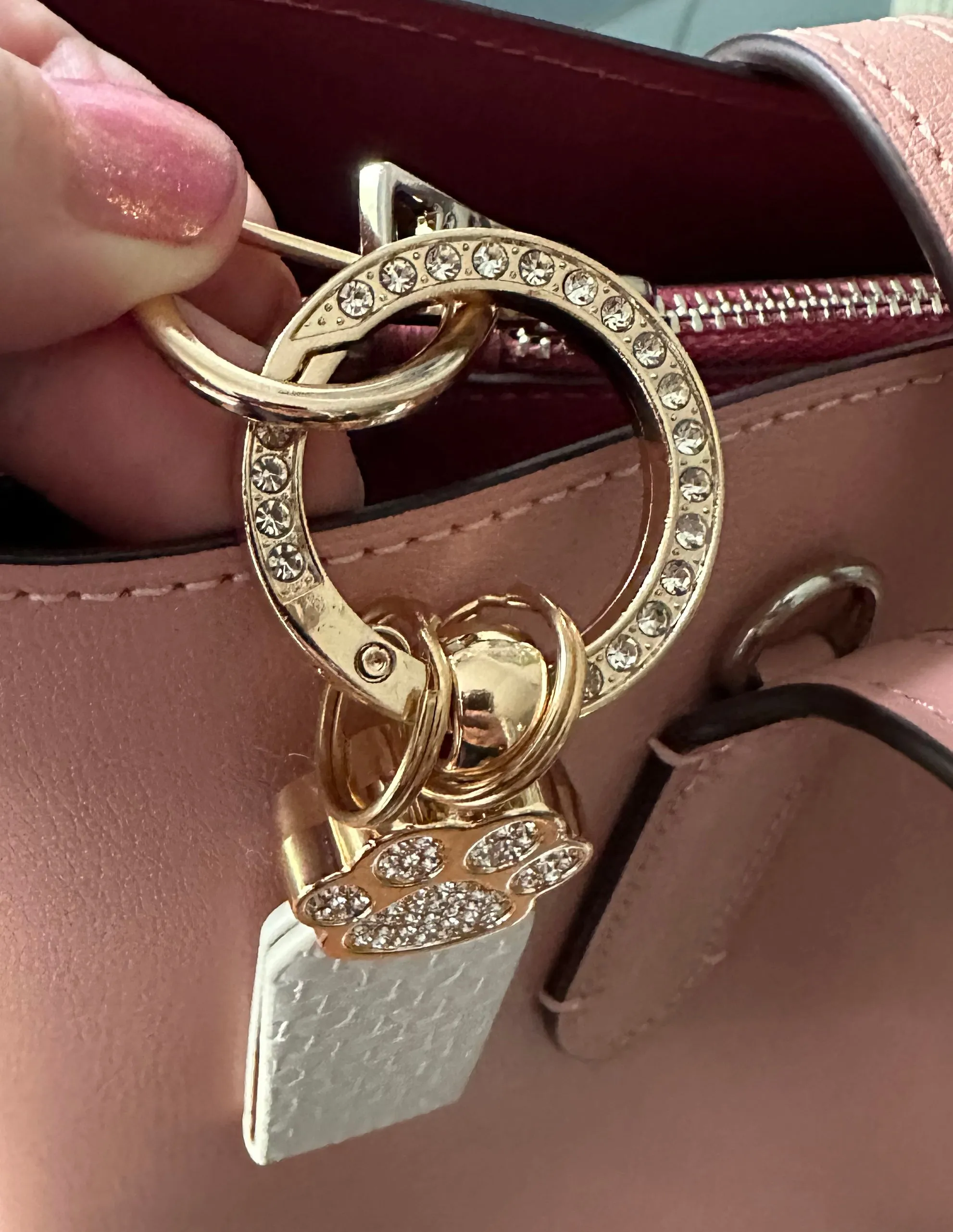 Pink With Rose Gold Pawprint Keychain