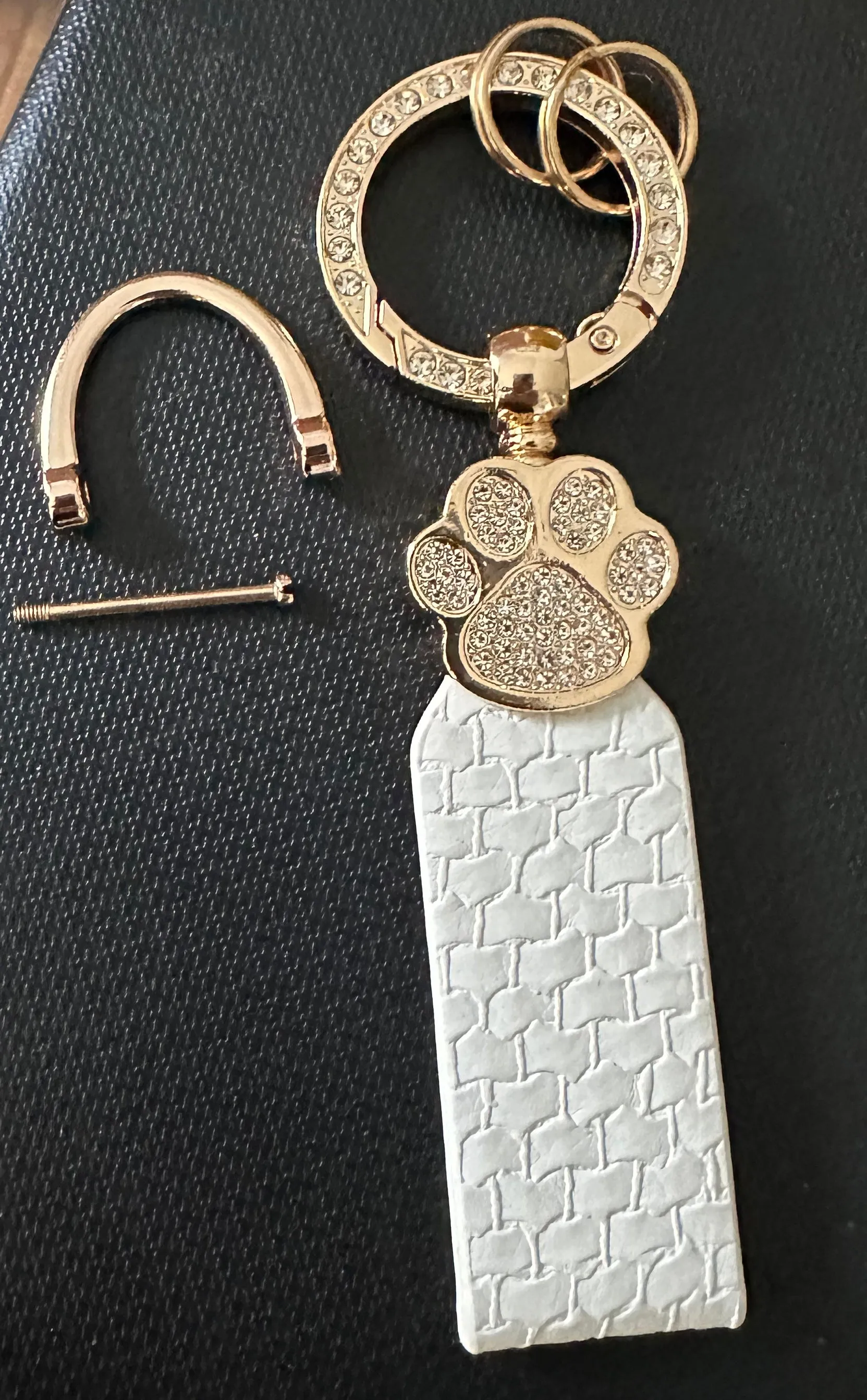 Pink With Rose Gold Pawprint Keychain