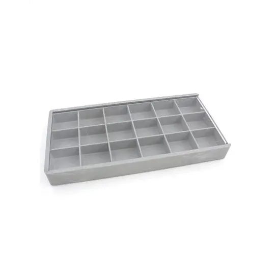 Plastic Container with Clear Sliding Lid - 18 Compartments