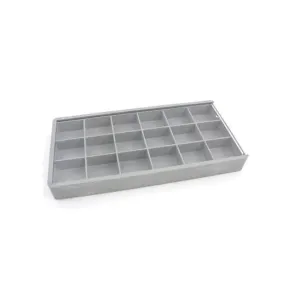 Plastic Container with Clear Sliding Lid - 18 Compartments