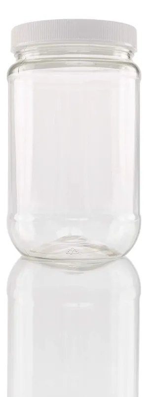 Plastic Wide Mouth Jar with Pressurized Screw On Lid Pack of 12 (16 oz) Crystal Clear Storage Container with White Pressure Sealed Foam Lined Cap