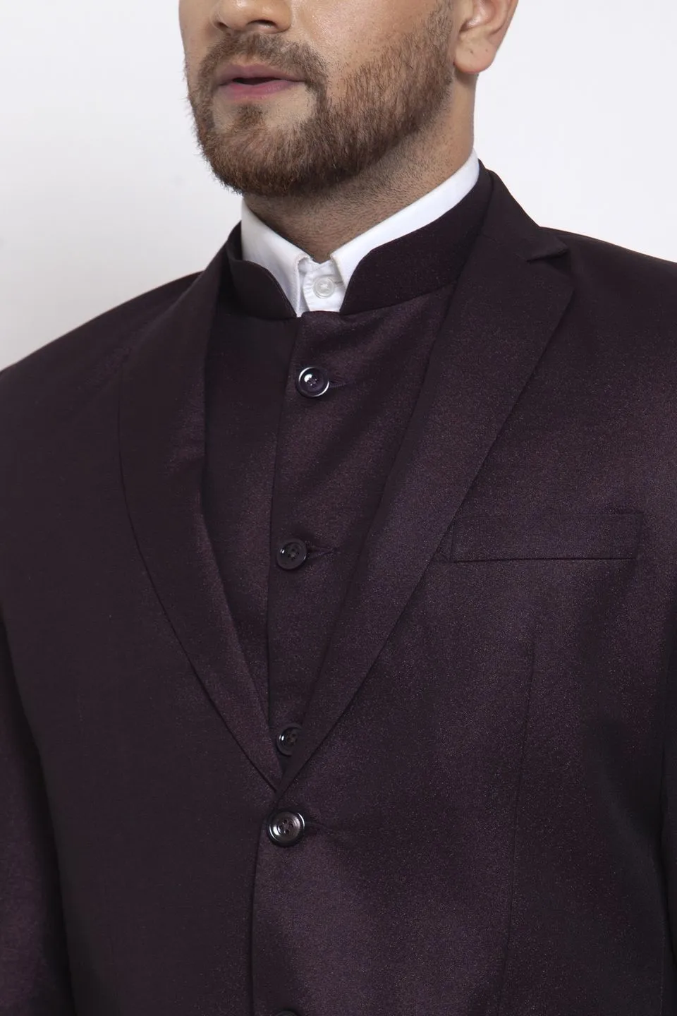 Poly Blend Brown Three Piece Suit
