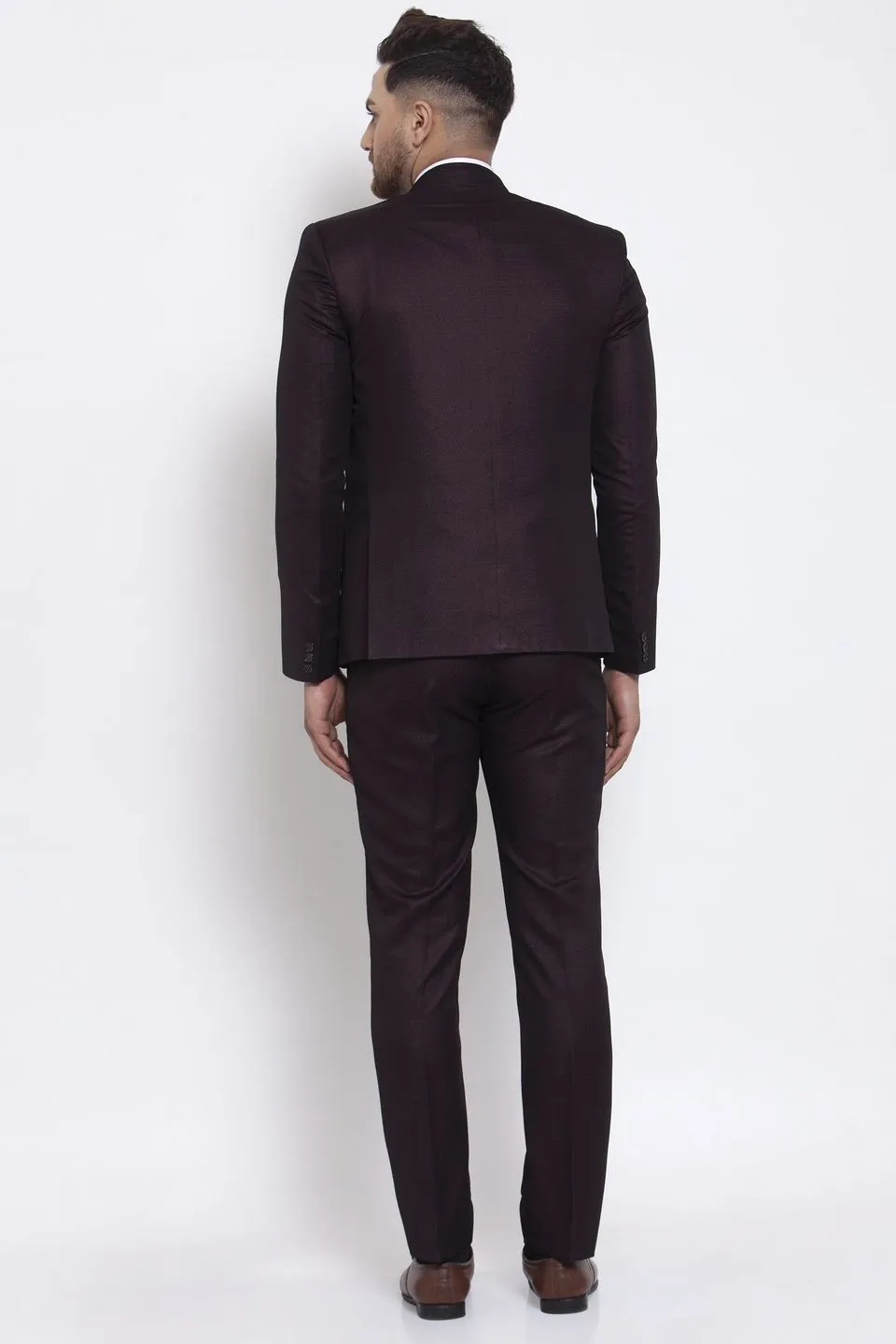 Poly Blend Brown Three Piece Suit