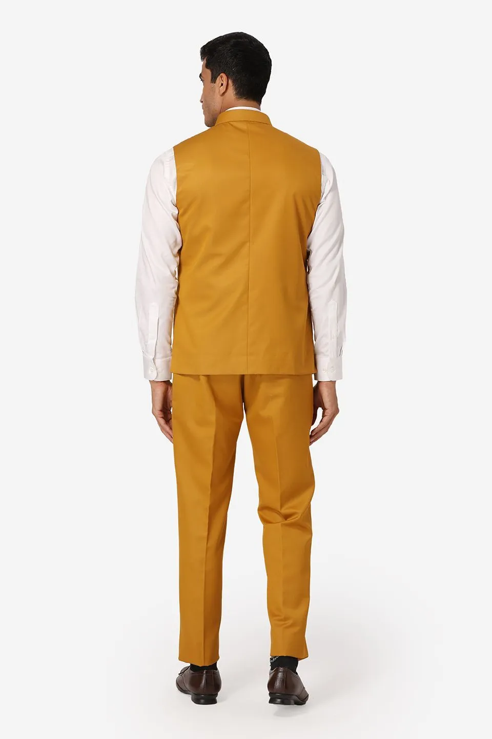 Polyester Cotton Brown Vest and Trouser Set