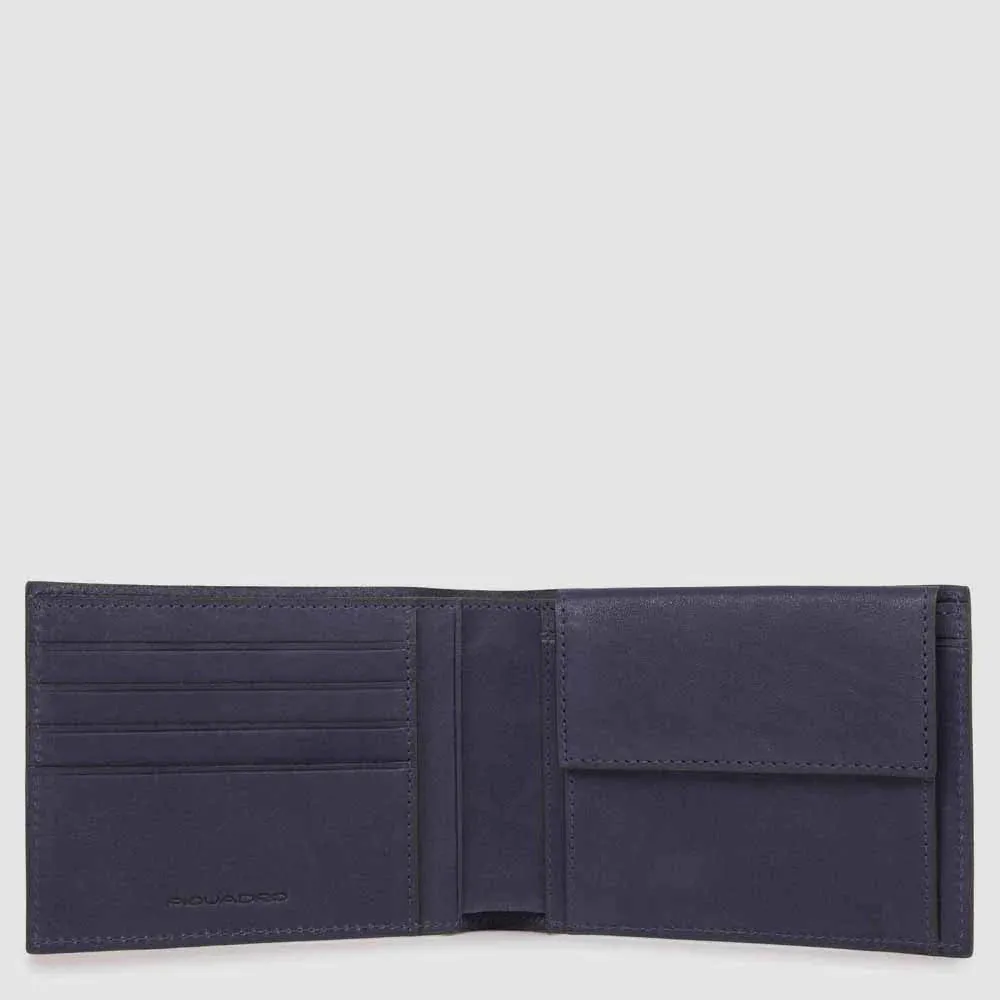 Portafoglio da Uomo Piquadro in Pelle con Portamonete Black Square Blu Oceano