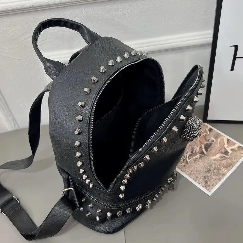 Punk Skull Faux Leather Backpack