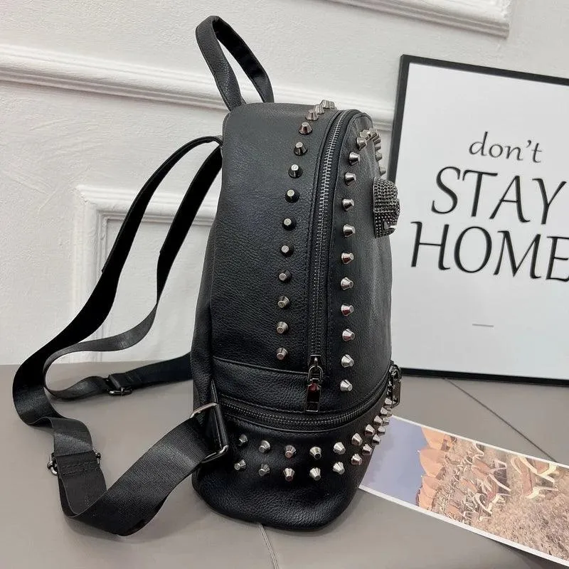 Punk Skull Faux Leather Backpack