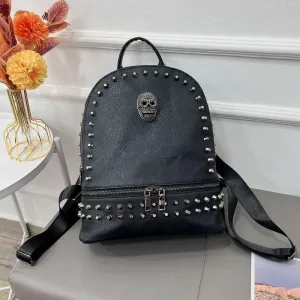 Punk Skull Faux Leather Backpack