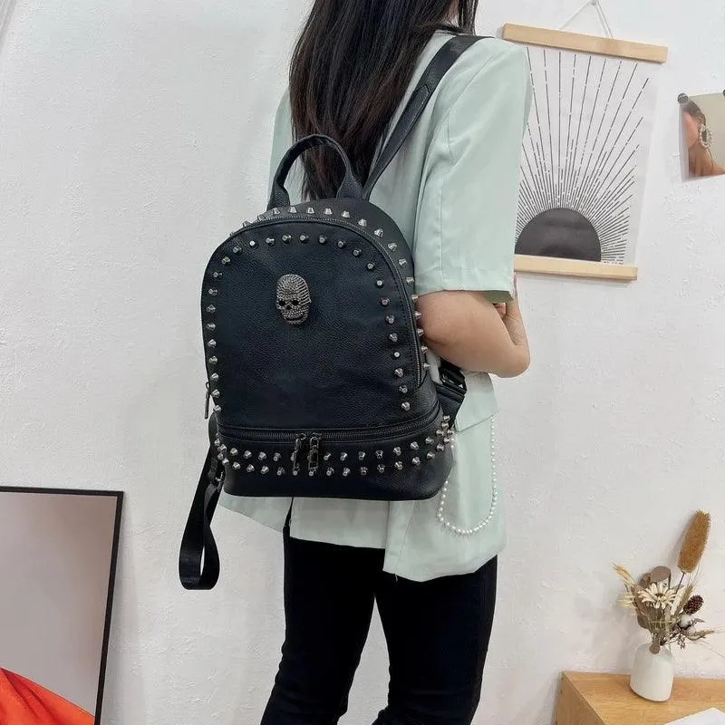 Punk Skull Faux Leather Backpack