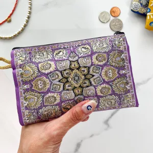 Purple Boho Fabric Pouch Cute Coin Purse | Handmade in Turkey | 4" x 5"