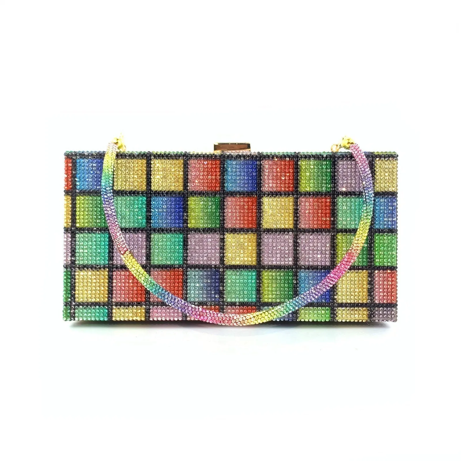 Rainbow Diamond Wedding Clutch Evening Purse and Handbag
