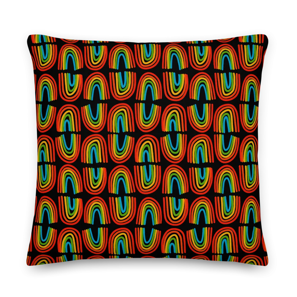 Rainbows in a Row Pillow - Black