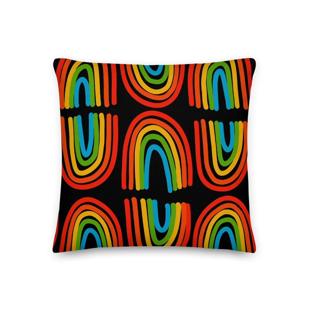 Rainbows in a Row Pillow - Black