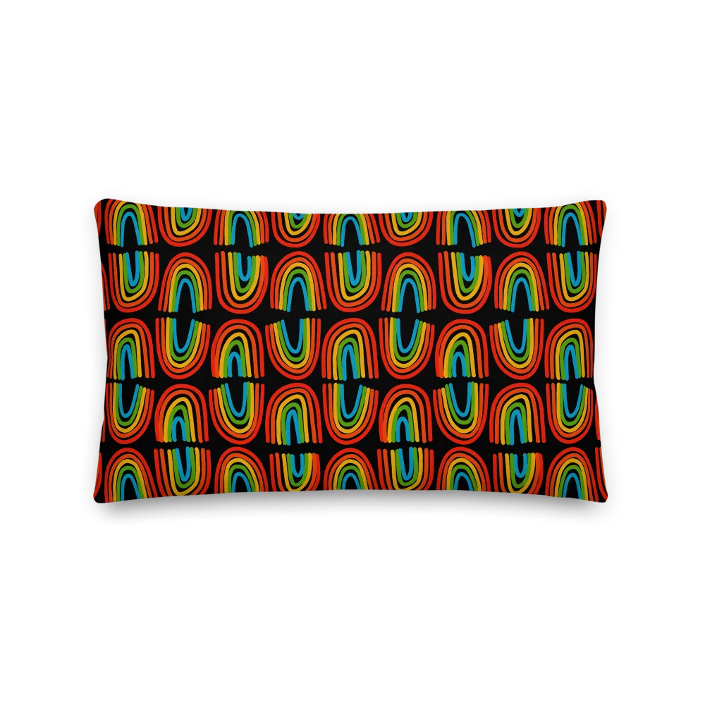 Rainbows in a Row Pillow - Black