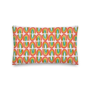 Rainbows in a Row Pillow - Pink