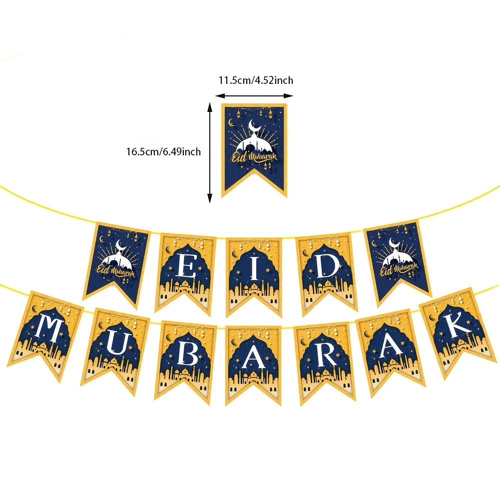 Ramadan Star Moon Castle Letter Party Pull Flag Decoration