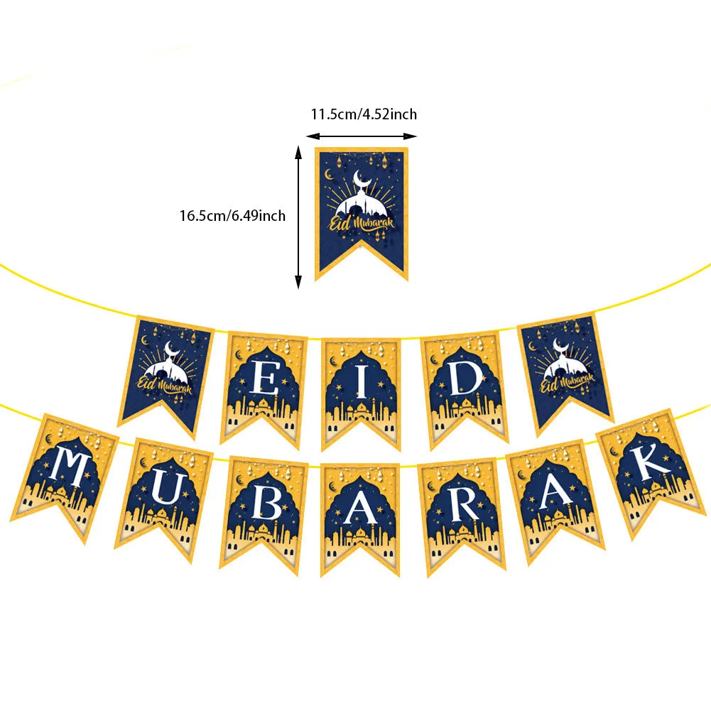 Ramadan Star Moon Castle Letter Party Pull Flag Decoration